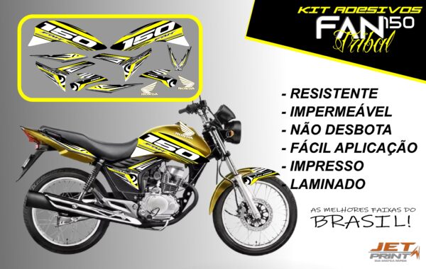 kit adesivos fan 150 2012 a 2012-edição especial(moto amarelo) - Imagem 2