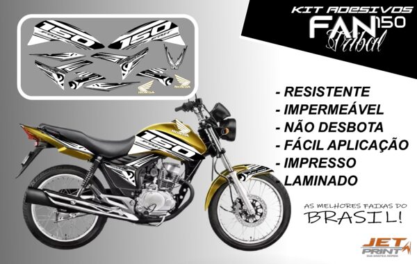 kit adesivos fan 150 2012 a 2012-edição especial(moto amarelo) - Imagem 4