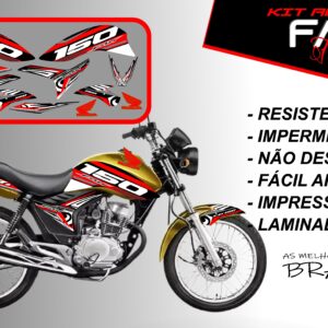 kit adesivos fan 150 2012 a 2012-edição especial(moto amarelo)