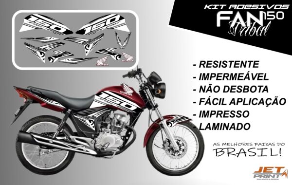 kit adesivos fan 150 2012 a 2012-edição especial(moto vermelha) - Imagem 4