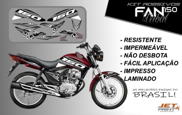kit adesivos fan 150 2012 a 2012-edição especial(moto vermelha) - Imagem 7