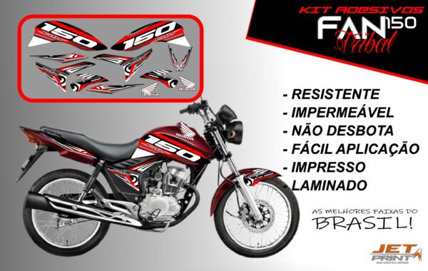 kit adesivos fan 150 2012 a 2012-edição especial(moto vermelha) - Imagem 18