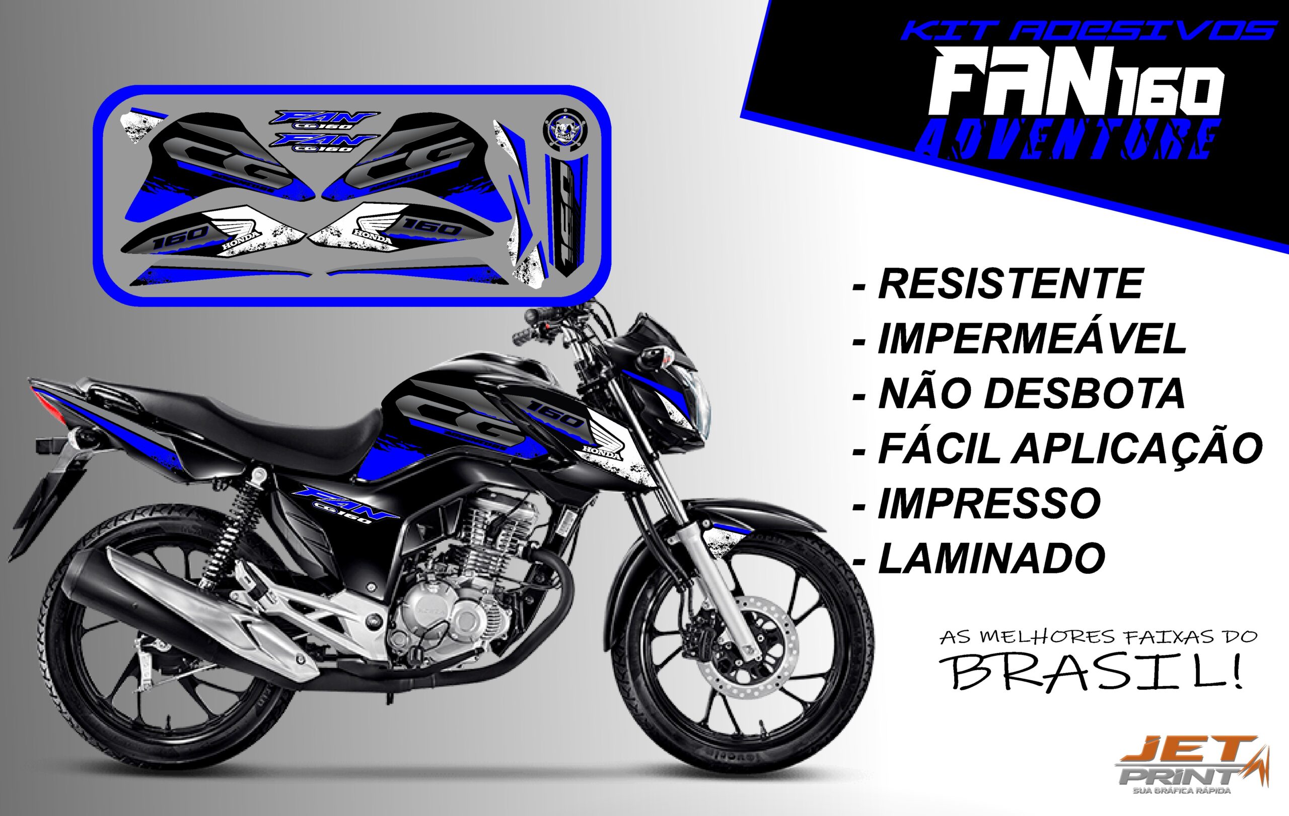 Kit de Adesivos fan 2022 160-ADVENTURE (moto preta) - Imagem 3