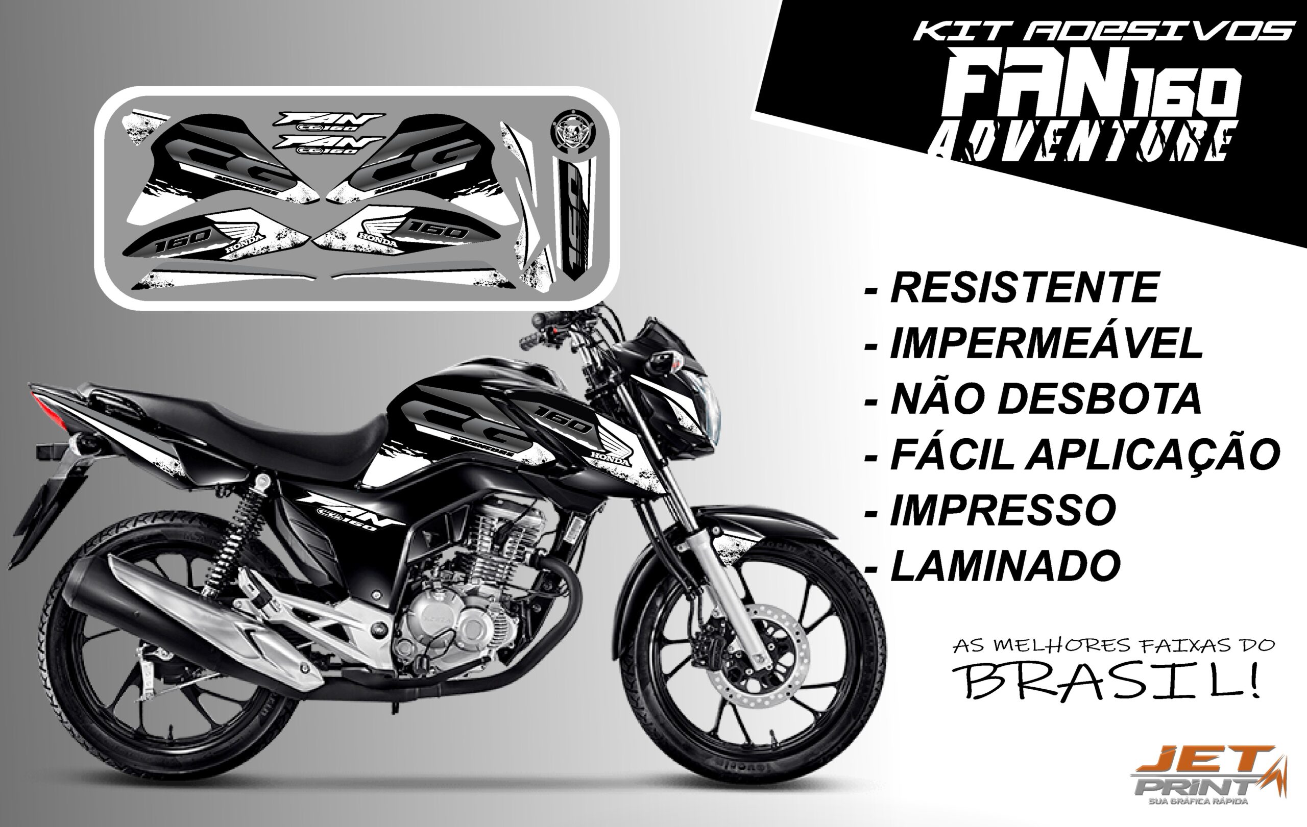 Kit de Adesivos fan 2022 160-ADVENTURE (moto preta) - Imagem 4