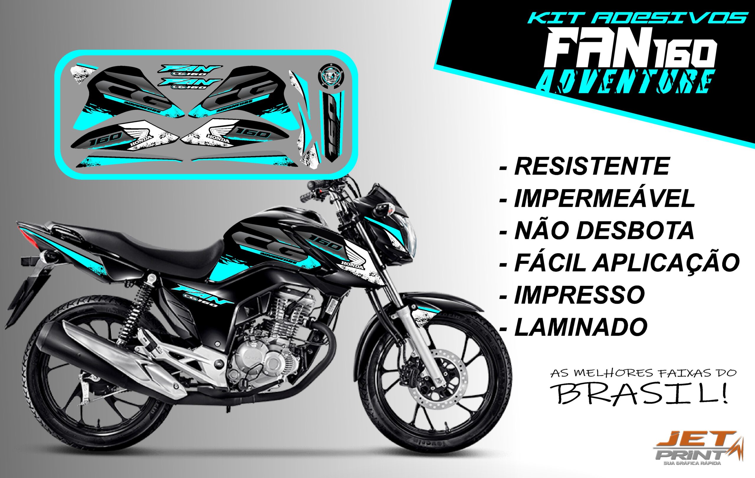 Kit de Adesivos fan 2022 160-ADVENTURE (moto preta) - Imagem 5