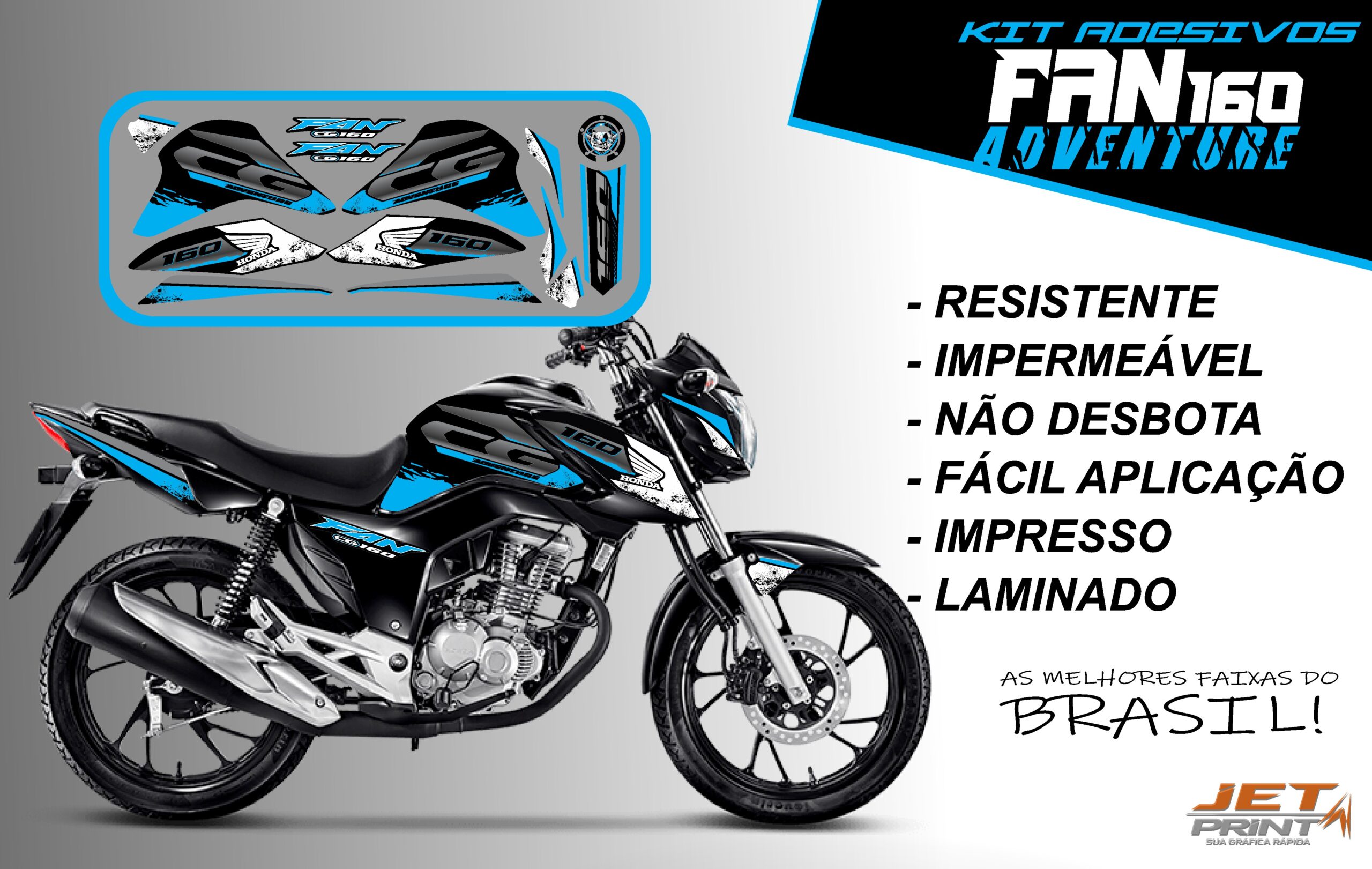 Kit de Adesivos fan 2022 160-ADVENTURE (moto preta) - Imagem 6