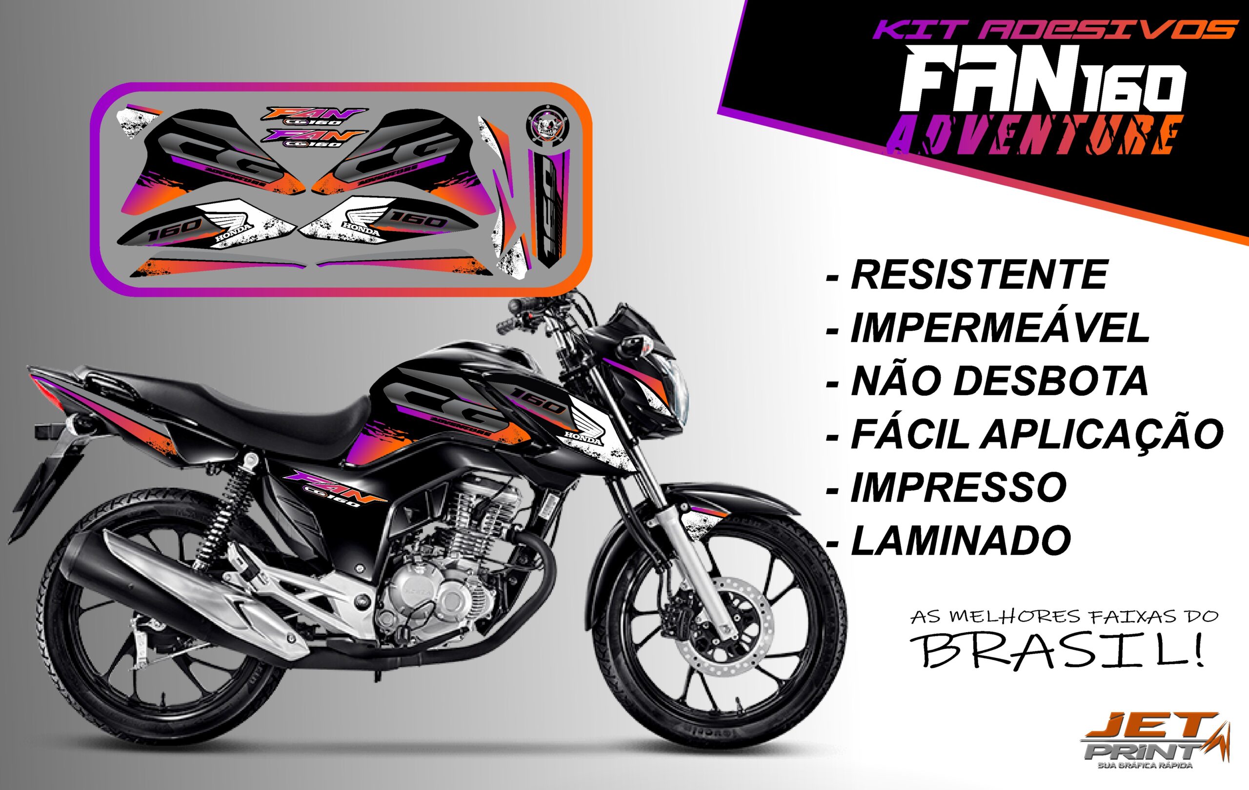 Kit de Adesivos fan 2022 160-ADVENTURE (moto preta)