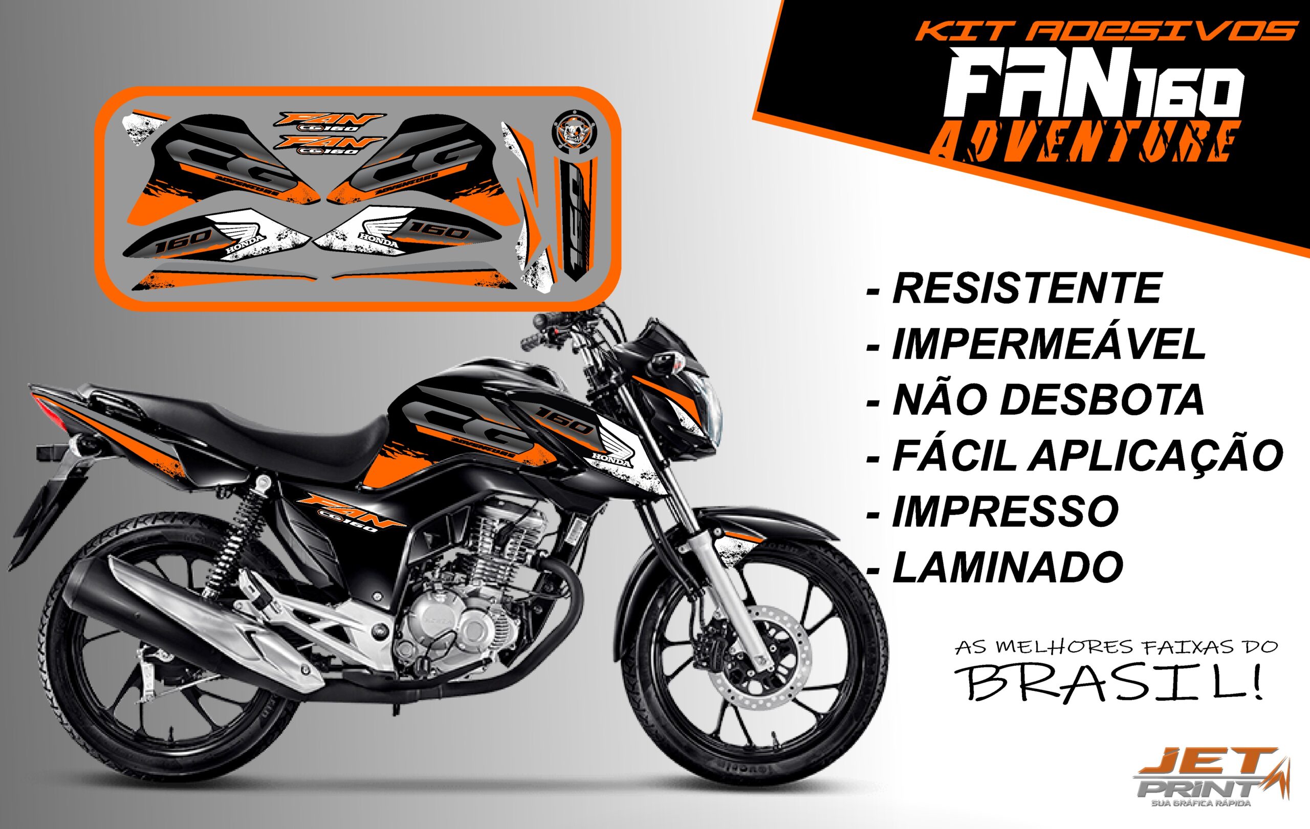 Kit de Adesivos fan 2022 160-ADVENTURE (moto preta) - Imagem 9