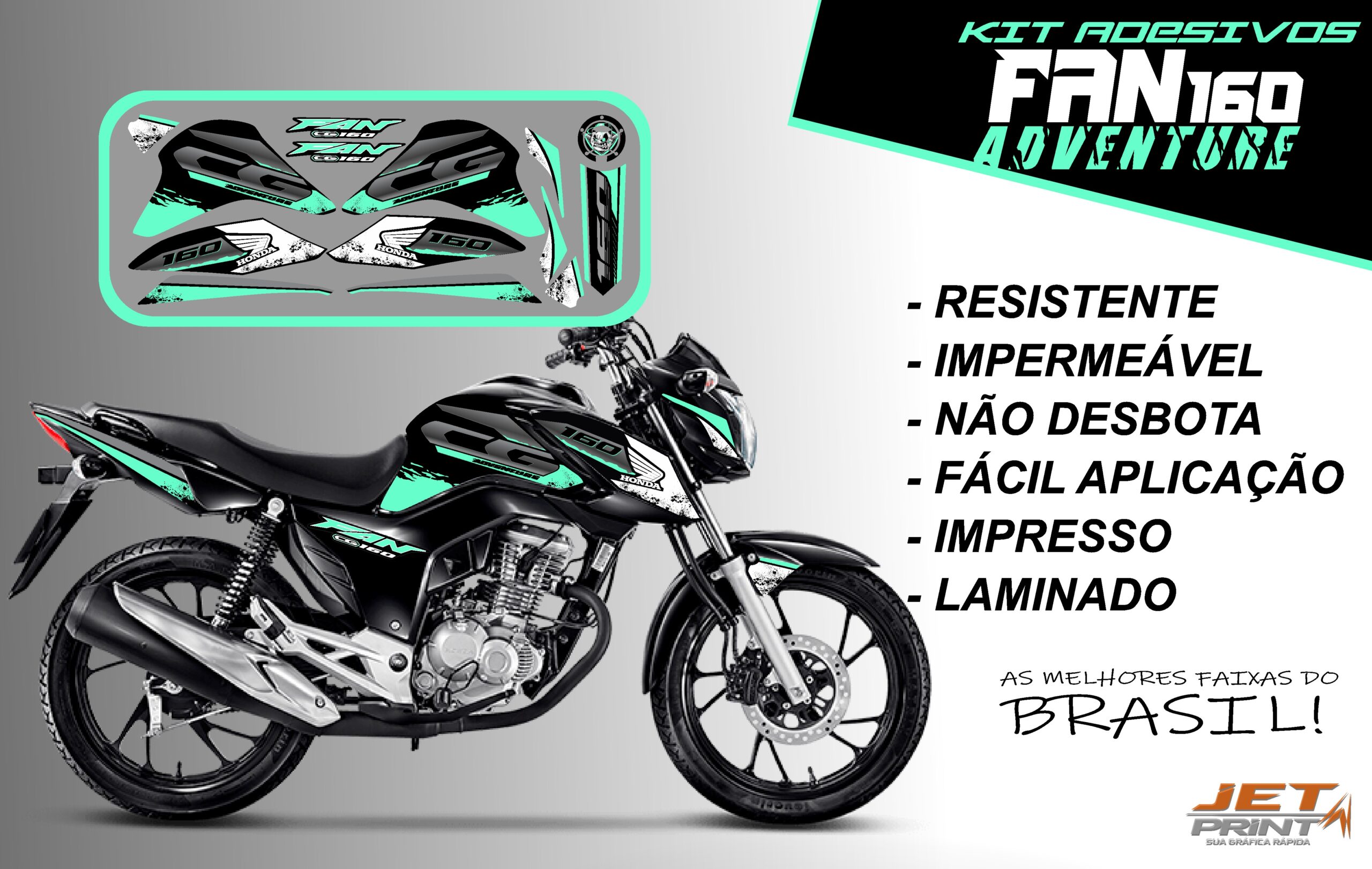 Kit de Adesivos fan 2022 160-ADVENTURE (moto preta) - Imagem 14
