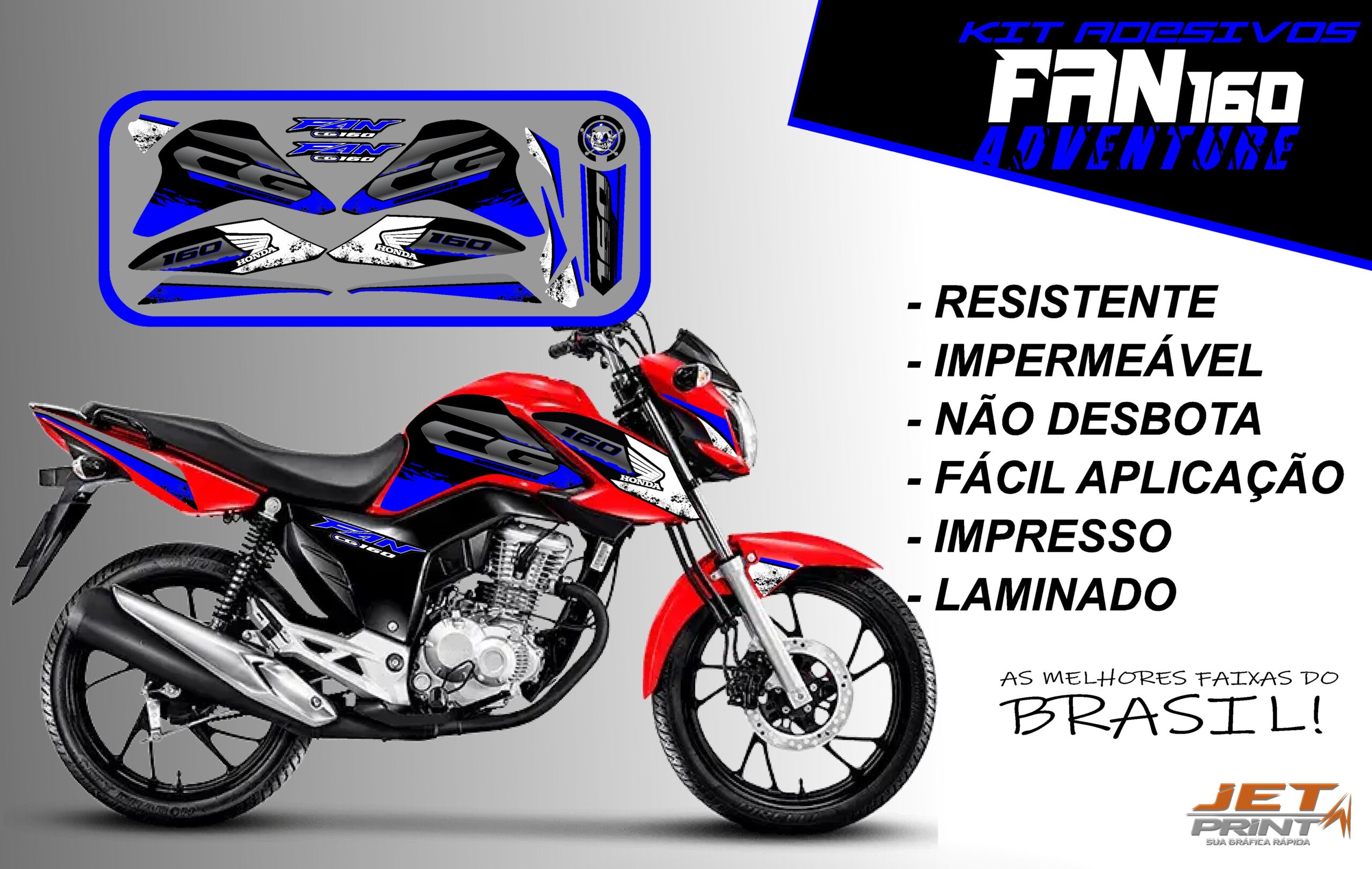 Kit de Adesivos fan 2022 160-ADVENTURE (moto vermelho) - Imagem 3