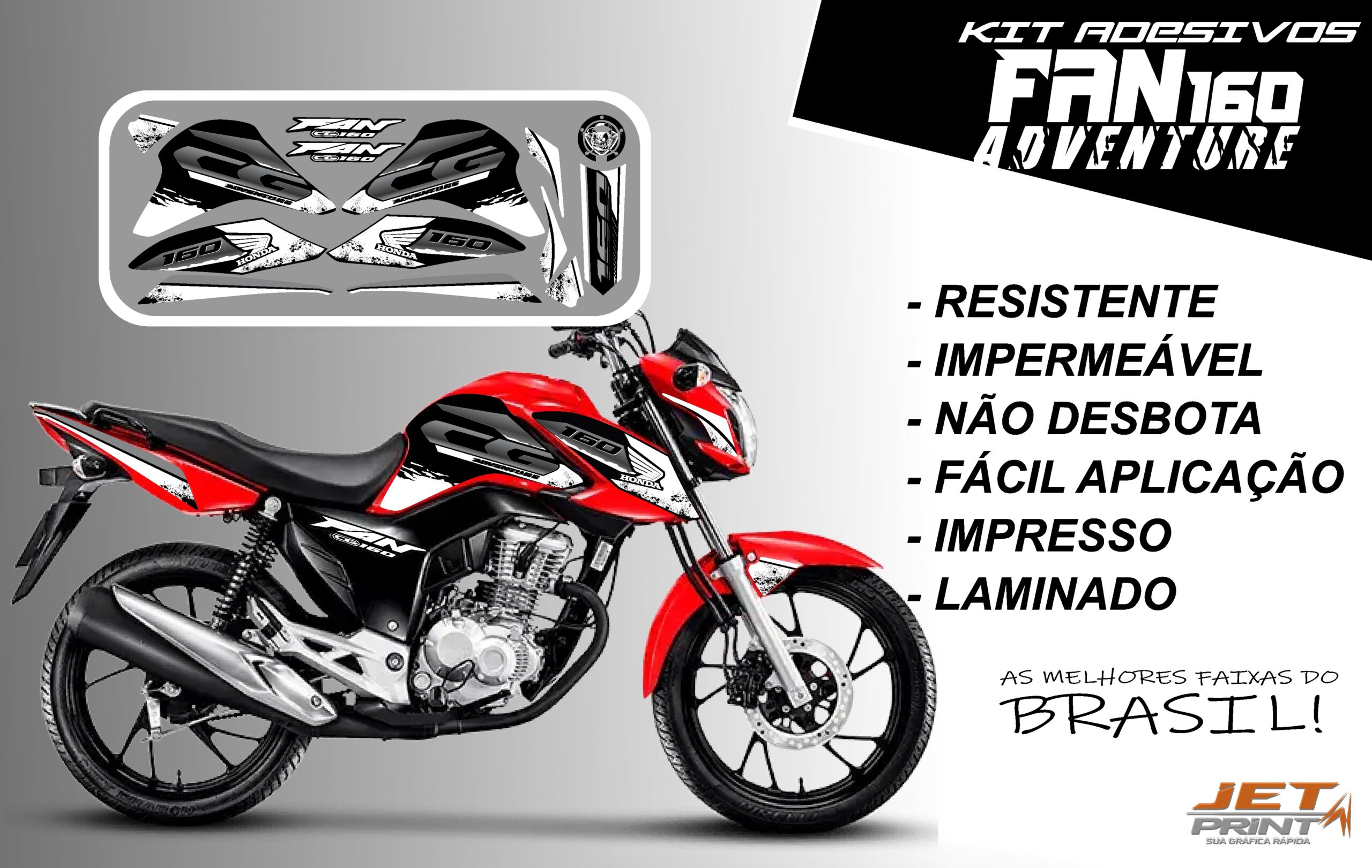 Kit de Adesivos fan 2022 160-ADVENTURE (moto vermelho) - Imagem 4