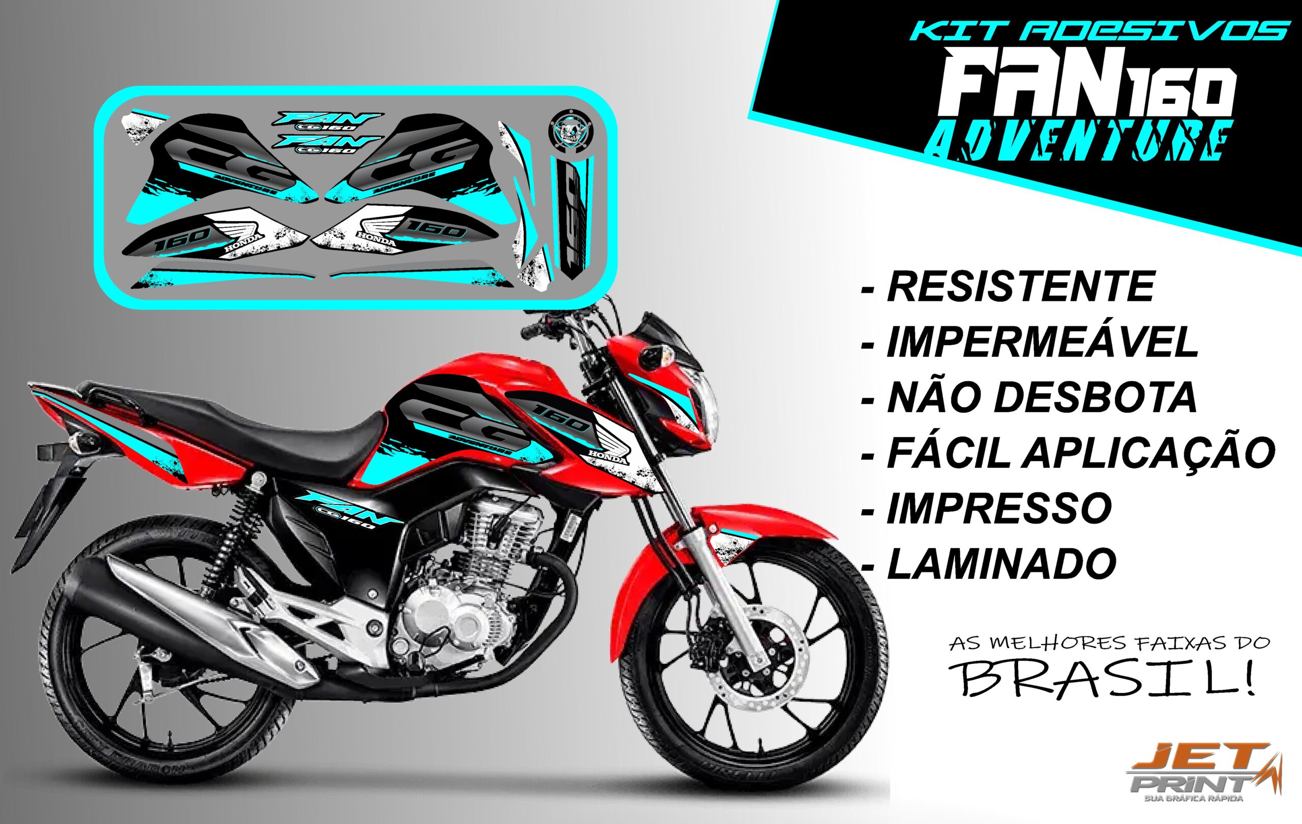 Kit de Adesivos fan 2022 160-ADVENTURE (moto vermelho) - Imagem 5
