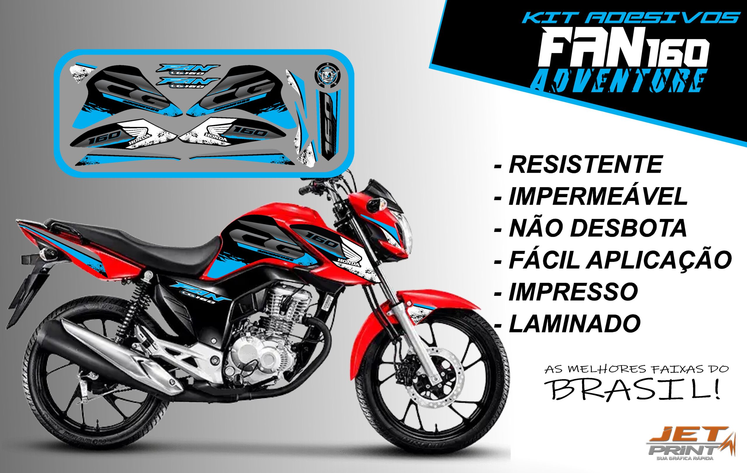 Kit de Adesivos fan 2022 160-ADVENTURE (moto vermelho) - Imagem 6