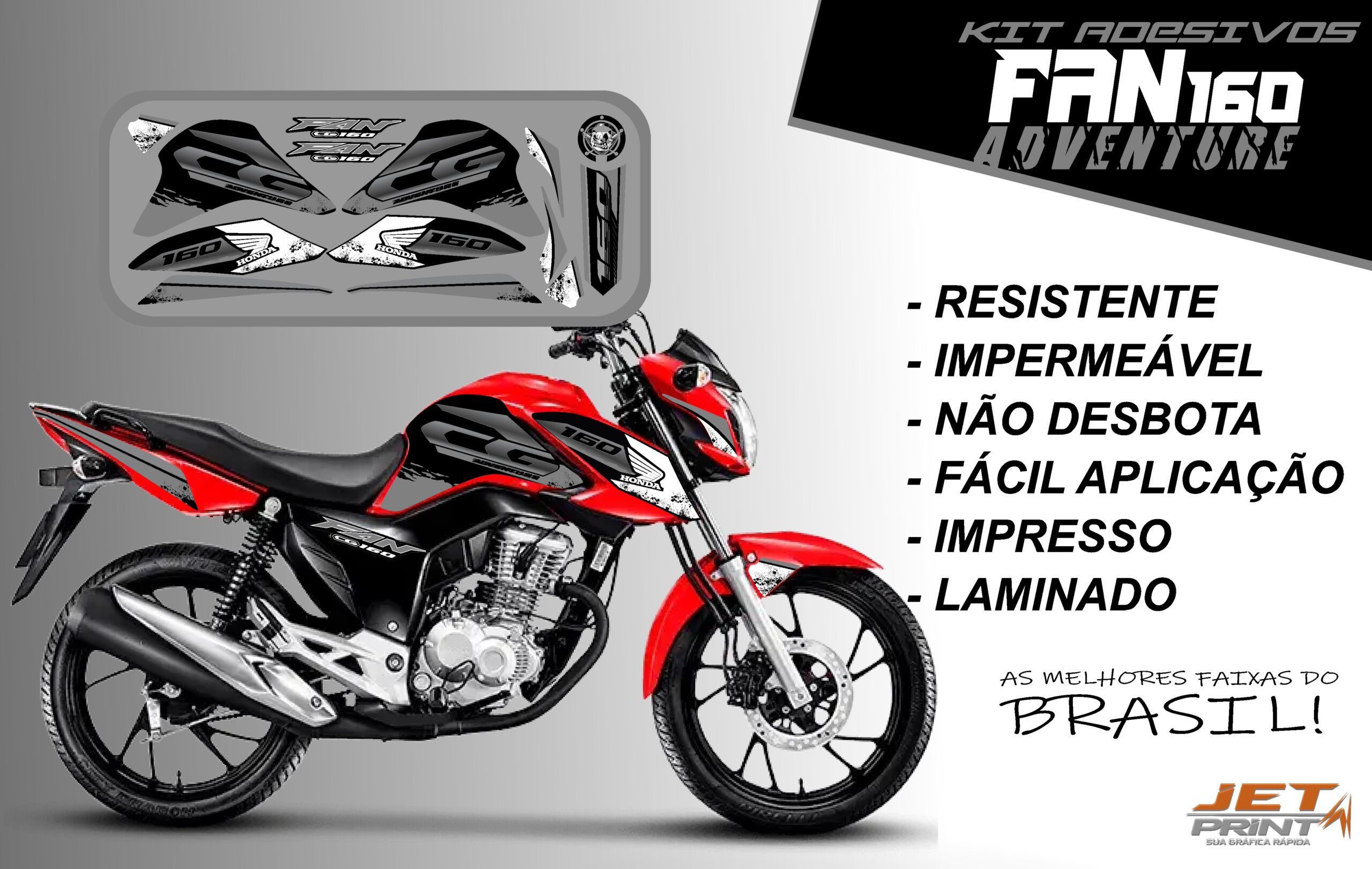 Kit de Adesivos fan 2022 160-ADVENTURE (moto vermelho) - Imagem 7