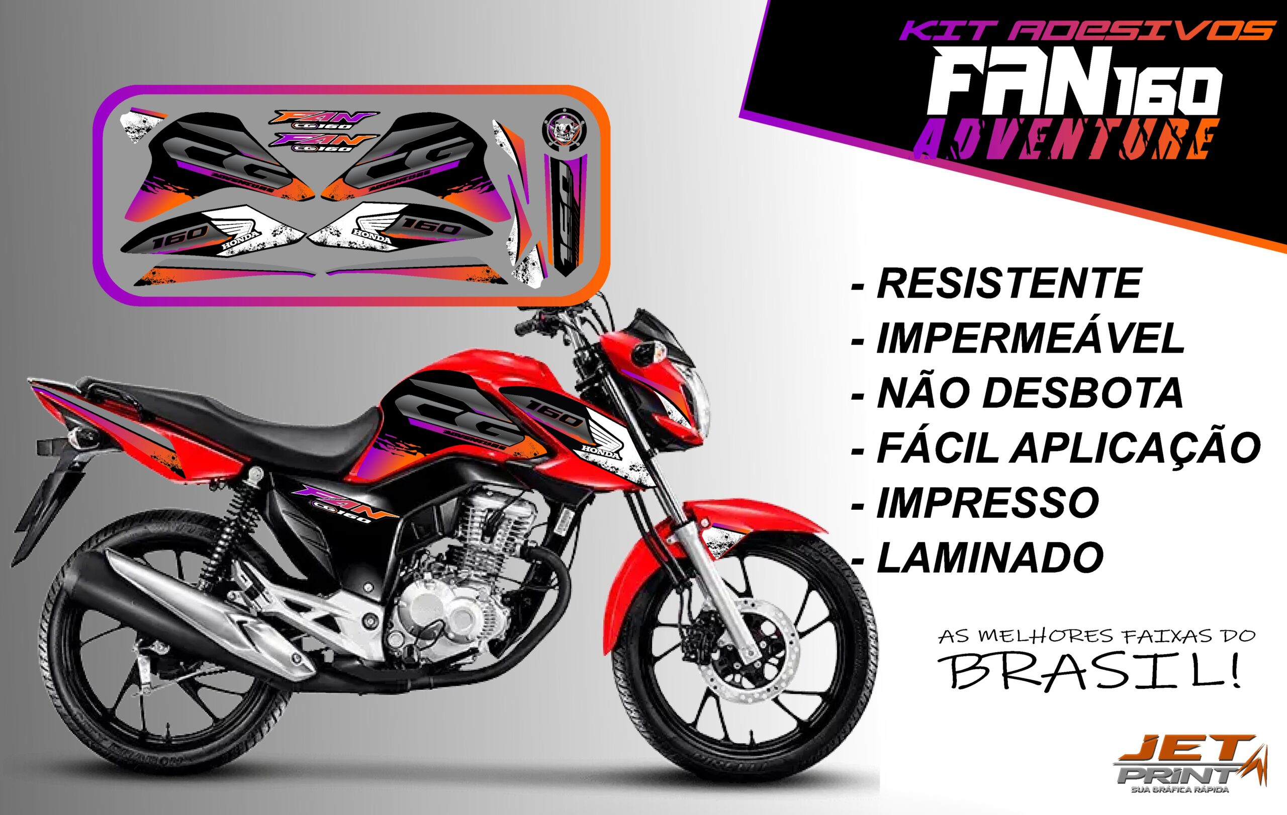 Kit de Adesivos fan 2022 160-ADVENTURE (moto vermelho)