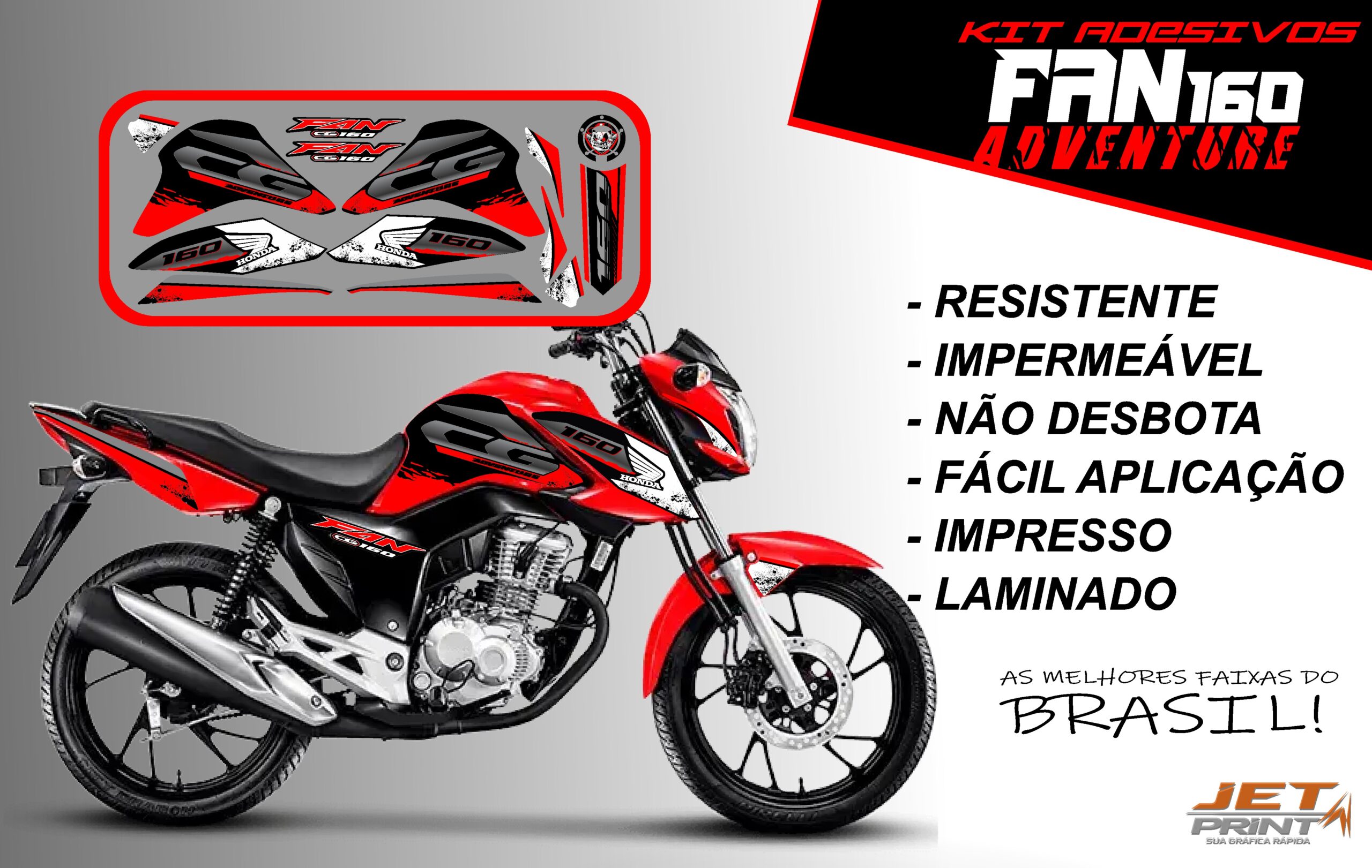 Kit de Adesivos fan 2022 160-ADVENTURE (moto vermelho) - Imagem 17