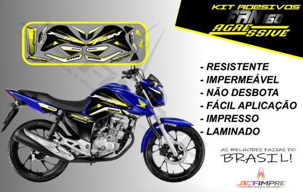 kit adesivos fan 160 2022-versão agressive(moto azul) - Imagem 2
