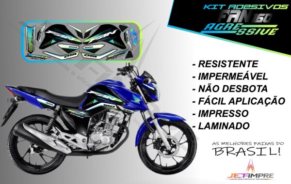 kit adesivos fan 160 2022-versão agressive(moto azul) - Imagem 3