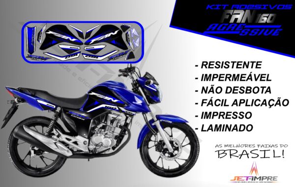 kit adesivos fan 160 2022-versão agressive(moto azul) - Imagem 4