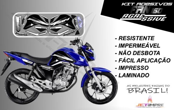 kit adesivos fan 160 2022-versão agressive(moto azul) - Imagem 5