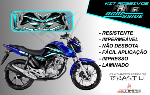 kit adesivos fan 160 2022-versão agressive(moto azul) - Imagem 6