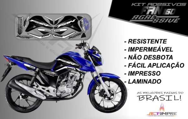 kit adesivos fan 160 2022-versão agressive(moto azul) - Imagem 8