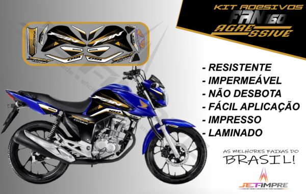 kit adesivos fan 160 2022-versão agressive(moto azul) - Imagem 13