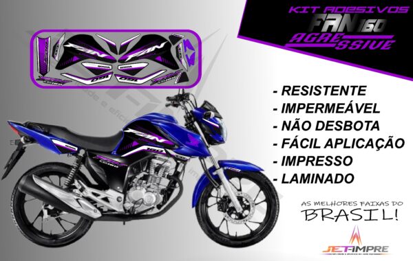 kit adesivos fan 160 2022-versão agressive(moto azul) - Imagem 15