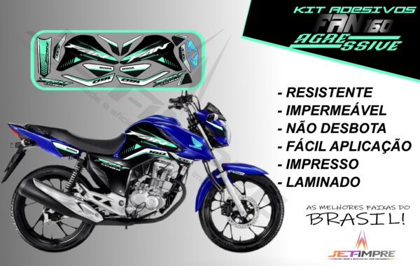 kit adesivos fan 160 2022-versão agressive(moto azul) - Imagem 16