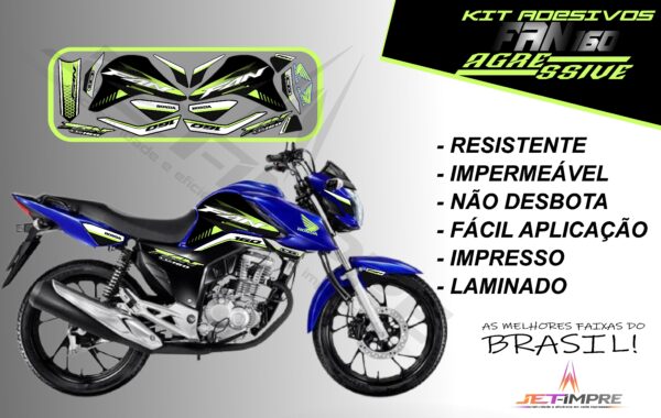 kit adesivos fan 160 2022-versão agressive(moto azul) - Imagem 17