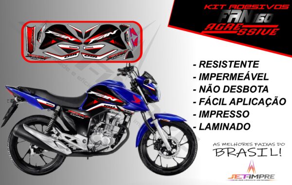 kit adesivos fan 160 2022-versão agressive(moto azul) - Imagem 19
