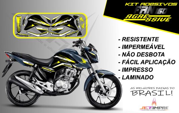 kit adesivos fan 160 2022-versão agressive(moto grafite) - Imagem 2