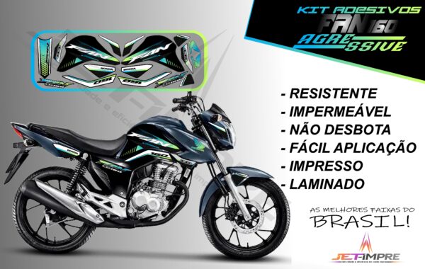 kit adesivos fan 160 2022-versão agressive(moto grafite)