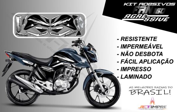 kit adesivos fan 160 2022-versão agressive(moto grafite) - Imagem 5