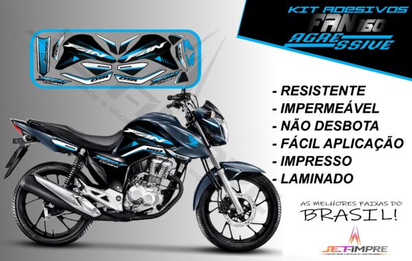kit adesivos fan 160 2022-versão agressive(moto grafite) - Imagem 7