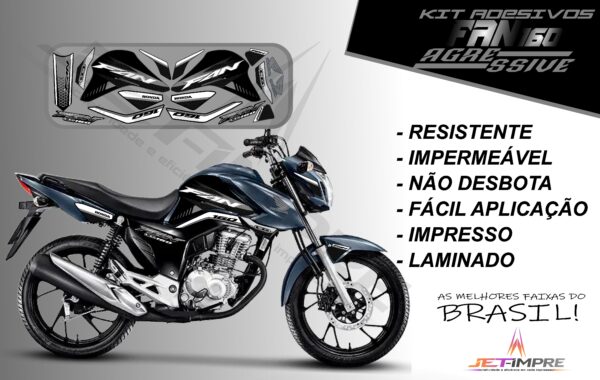 kit adesivos fan 160 2022-versão agressive(moto grafite) - Imagem 8