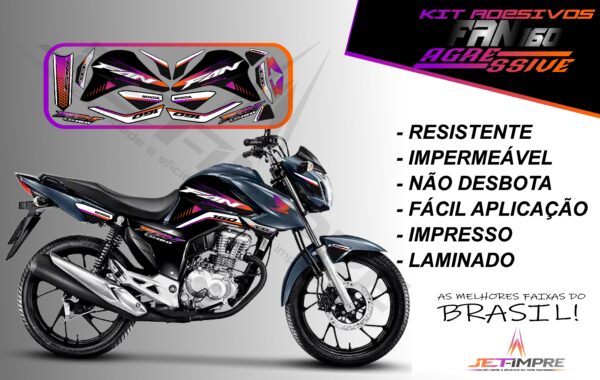 kit adesivos fan 160 2022-versão agressive(moto grafite) - Imagem 10
