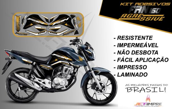 kit adesivos fan 160 2022-versão agressive(moto grafite) - Imagem 13