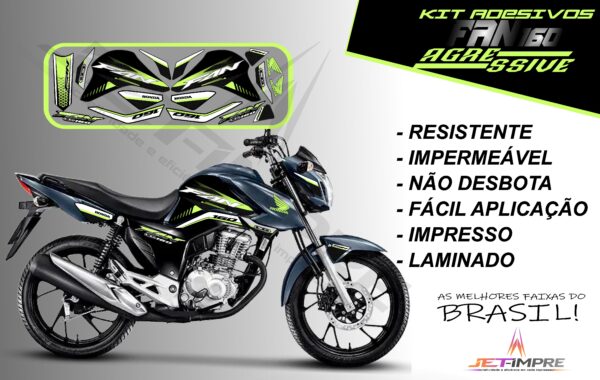 kit adesivos fan 160 2022-versão agressive(moto grafite) - Imagem 17