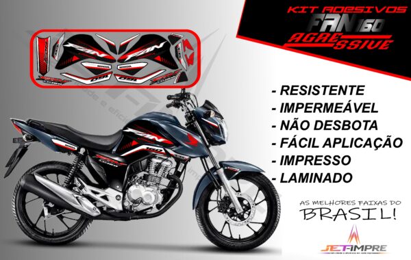 kit adesivos fan 160 2022-versão agressive(moto grafite) - Imagem 19