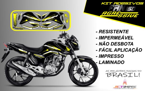 kit adesivos fan 160 2022-versão agressive(moto preta) - Imagem 2