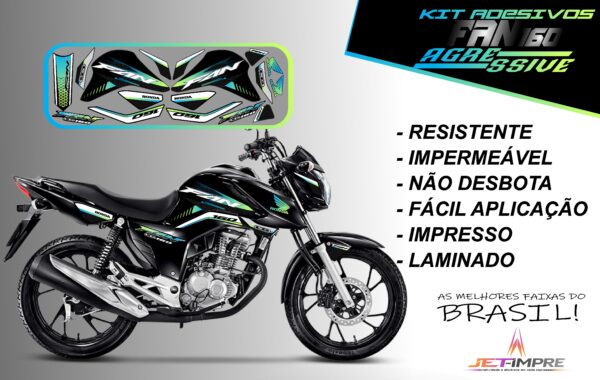 kit adesivos fan 160 2022-versão agressive(moto preta) - Imagem 3