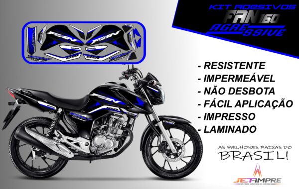 kit adesivos fan 160 2022-versão agressive(moto preta) - Imagem 4