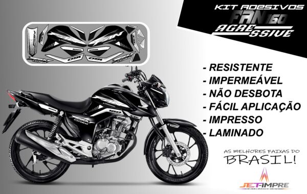 kit adesivos fan 160 2022-versão agressive(moto preta) - Imagem 5