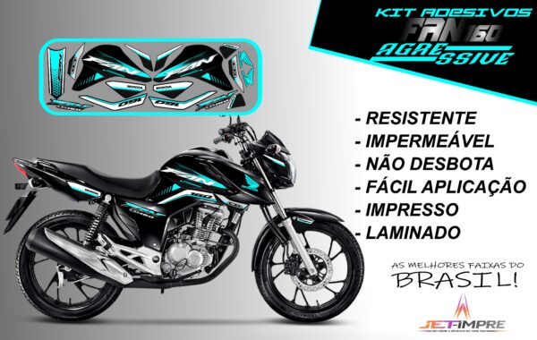 kit adesivos fan 160 2022-versão agressive(moto preta) - Imagem 6