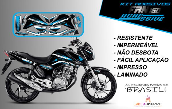 kit adesivos fan 160 2022-versão agressive(moto preta) - Imagem 7
