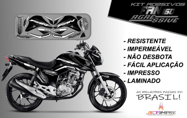 kit adesivos fan 160 2022-versão agressive(moto preta) - Imagem 8