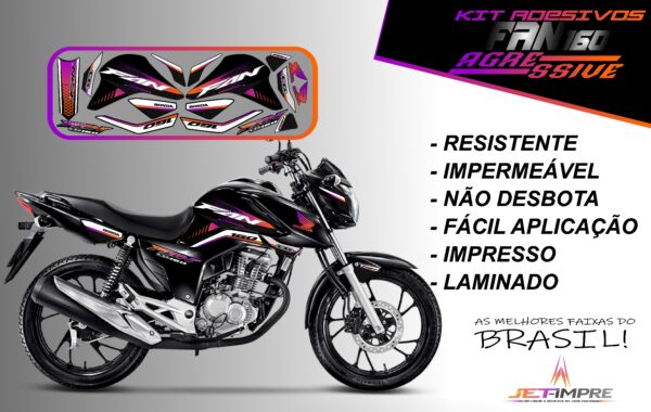 kit adesivos fan 160 2022-versão agressive(moto preta)