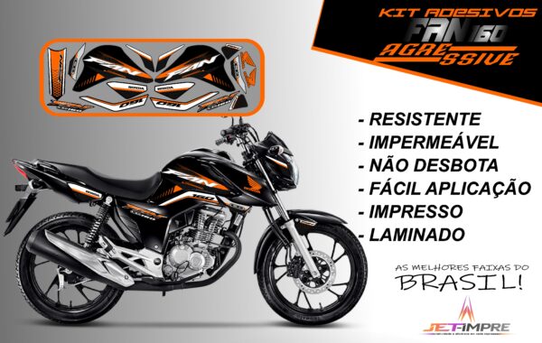 kit adesivos fan 160 2022-versão agressive(moto preta) - Imagem 11
