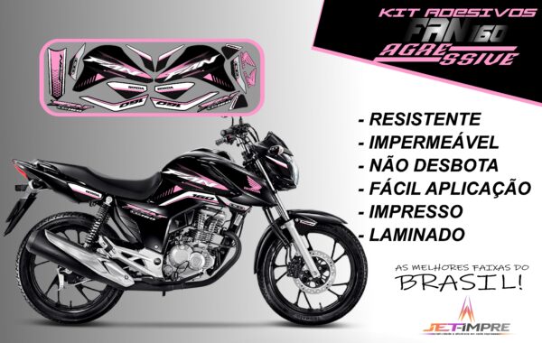 kit adesivos fan 160 2022-versão agressive(moto preta) - Imagem 14